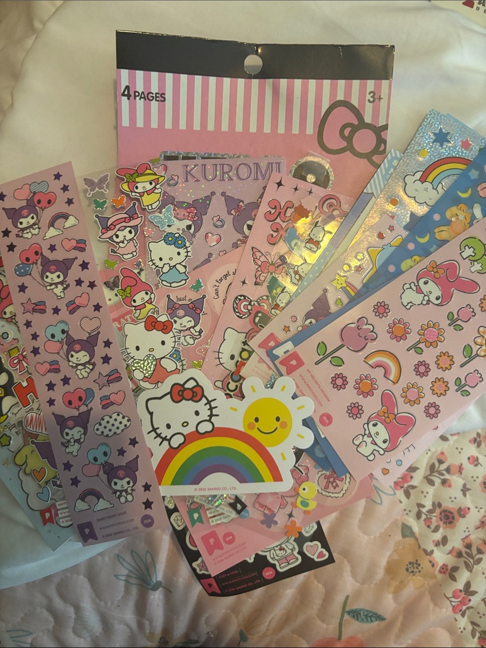 Sanrio Pink & Pastel Rainbow Hello Kitty Sticker Set